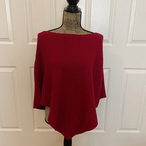 INC International Concepts Red V Poncho Sweater